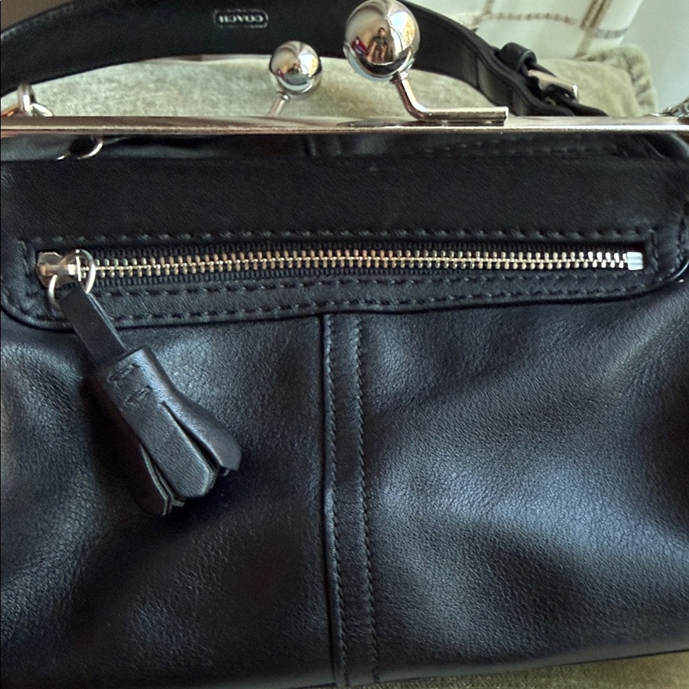 Coach Black Leather Clutch with Silver Accents - Picture 5 of 12